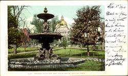 Brewer Fountain And State House Boston, MA Postcard Postcard