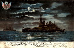 U.S.S. Massachusetts And U.S.S. Brooklyn In The Distance Navy Postcard Postcard