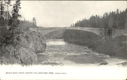 Bridge Near Grand Canyon, Yellowstone Park Postcard