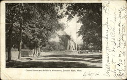 Central Street And Soldier's Monument Jamaica Plain, MA Postcard Postcard