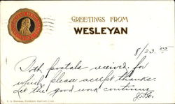Greetings From Wesleyan University Middletown, CT College Seals Postcard Postcard