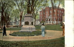 Hannah Duston Monument And High School Haverhill, MA Postcard Postcard