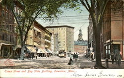 Essex Street And Bay State Building Lawrence, MA Postcard Postcard