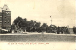 Old Fort And Fountain, Central Hill Park Somerville, MA Postcard Postcard