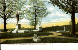 Jefferson Davis Monument, Hollywood Cemetary Richmond, VA Postcard Postcard