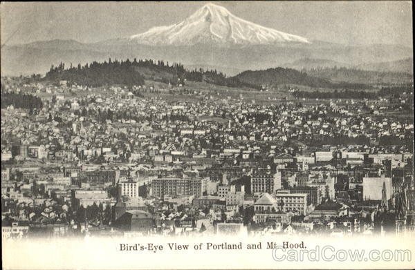 Bird's-Eye View Of Portland And Mt. Hood Oregon