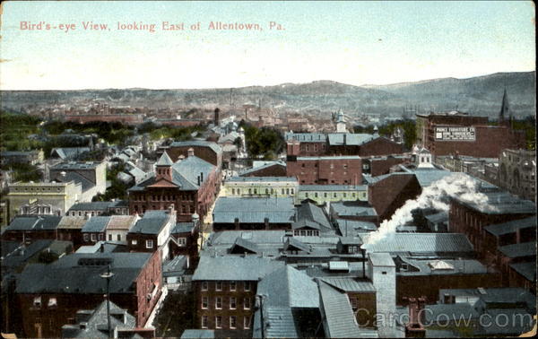 Bird's Eye View Looking East Allentown Pennsylvania