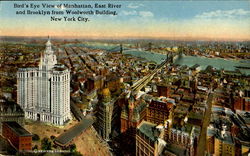 Bird's Eye View Of Manhattan East River And Brooklyn From Woolworth Building Postcard