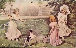 Playing Badmitton Tennis Postcard Postcard