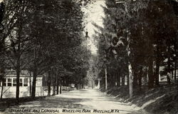 Lovers Lane And Carousal, Wheeling Park Postcard