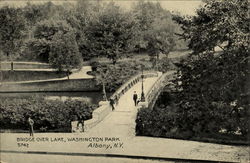 Bridge Over Lake, Washington Park Postcard