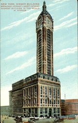 New York Singing Building, Broadway Corner Liberty Street Postcard