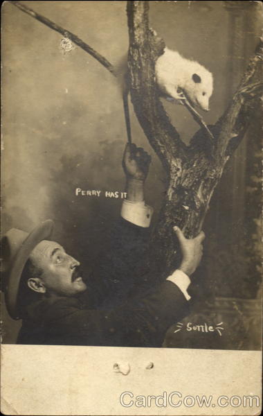 Man with Possum in Tree Men