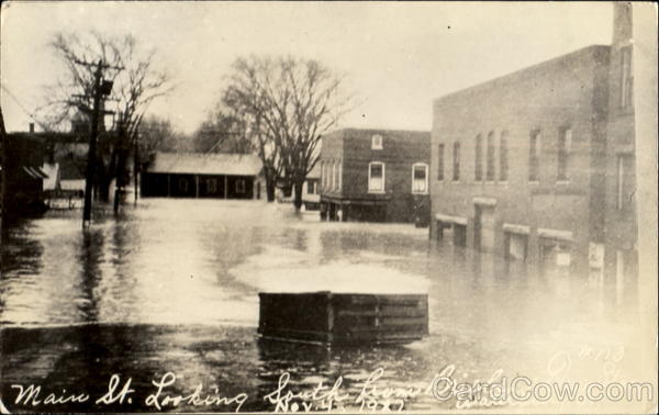 1927 Flood Main Street Looking South Waterbury Vermont