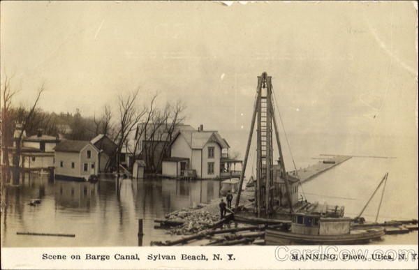 Scene On Barge Canal Sylvan Beach New York
