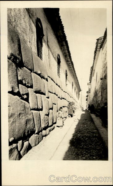 Street Scene With The Inca Rocca Palace Cuzco Peru