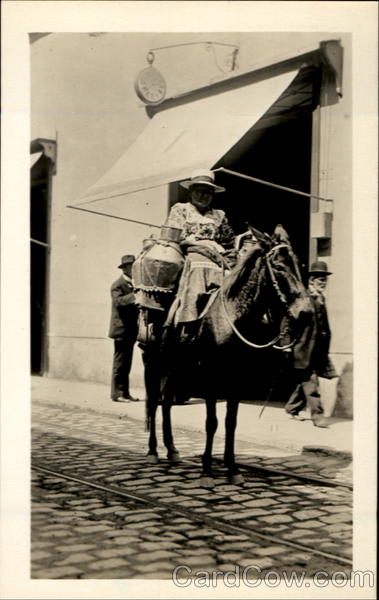 Indian Woman Delivering Milk Lima Peru