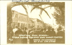 Compton High School after 1933 Earthquake California Postcard Postcard