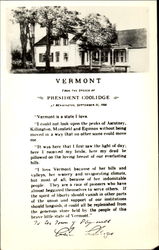 President Coolidge Speech Plymouth, VT Presidents Postcard Postcard