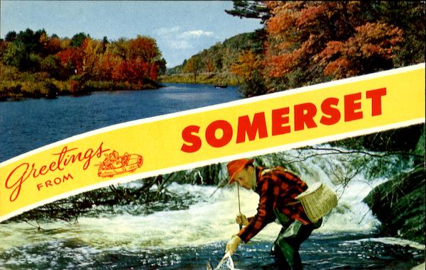 Greetings - View of River and Man Fishing Somerset Pennsylvania