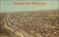 Aerial View Of Schuylkill River And Schuylkill Expressway Postcard