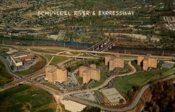 Aerial View Of Schuylkill River And Schuylkill Expressway, City Lane Avenue Postcard