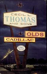 Cecil L. Thomas Oldmobile, Cadillac Plexiglas Advert. Postcard