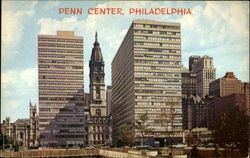 Penn Center And City Hall Postcard