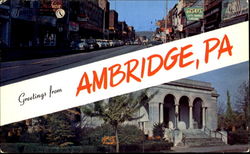 Greetings From Ambridge Pennsylvania Postcard Postcard