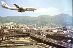 View Of Plane Landing, Lung Tseung Road Postcard
