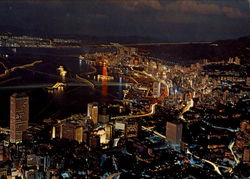 Hong Kong Big Night Glimmers Like Stars Postcard
