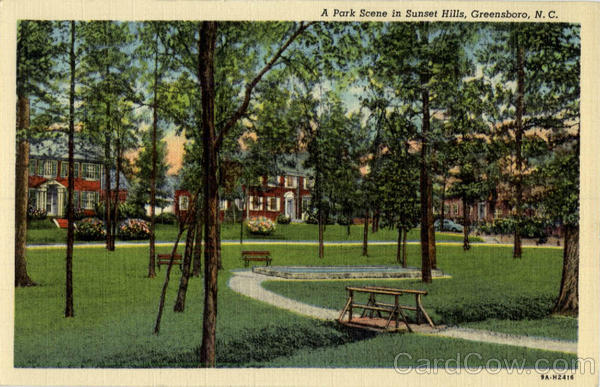 A Park Scene in Sunset Hills, Greensboro, N.C. North Carolina
