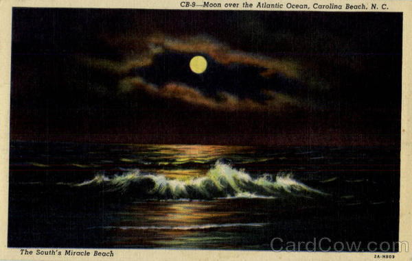 Moon over Atlantic Ocean Caronlina Beach North Carolina