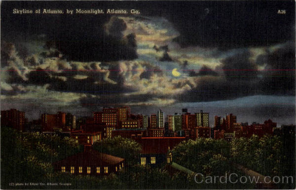 Skyline of Atlanta by Moonlight Night View Georgia