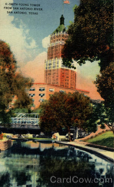 Smith-Young Tower from San Antonio River Texas