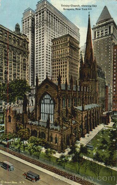 Trinity Church showing skyscrapers New York City