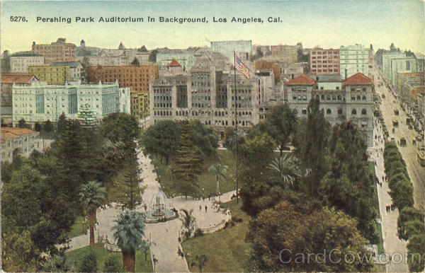 Pershing Park Auditorium, view of LA Los Angeles California