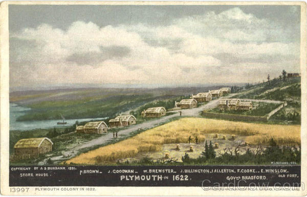 Plymouth 1622 Showing original Houses Massachusetts