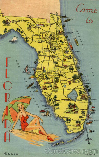 Come to Florida, state map, Bathing Beauty Scenic