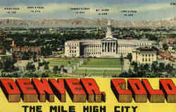 Denver Colorado, The Mile High City Postcard