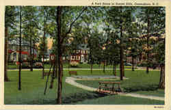 A Park Scene in Sunset Hills, Greensboro, N.C. Postcard