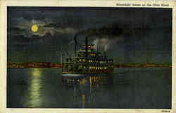 Moonlight Scene on the Ohio River Postcard