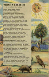 Texas Paradise Poem (by Author of Hell in Texas) Postcard