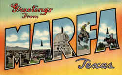 Greetings from Marfa - Large Letter Texas Postcard Postcard