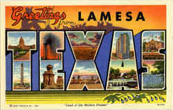 Greetings from Lamesa Texas Postcard Postcard