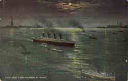 New York Harbor at Night Postcard