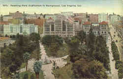 Pershing Park Auditorium, view of LA Postcard