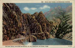 Road and Tunnel in Shoshone Canyon Postcard