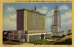 US Post Office and Federal Building City Hall Postcard