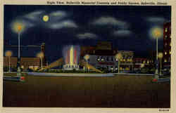 Night View Belleville Memiral Fountains Postcard